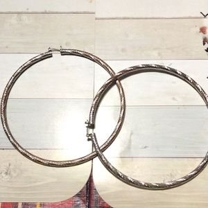 Silver sparkly big hoop earrings